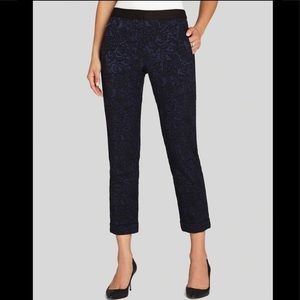 BCBG navy blue & black lace ankle pants Allen size 8 cotton blend